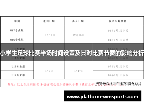 小学生足球比赛半场时间设置及其对比赛节奏的影响分析